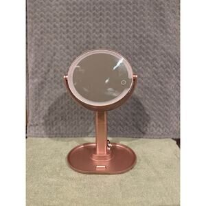Rose Gold Double Magnifying Mirror with Lighting Control